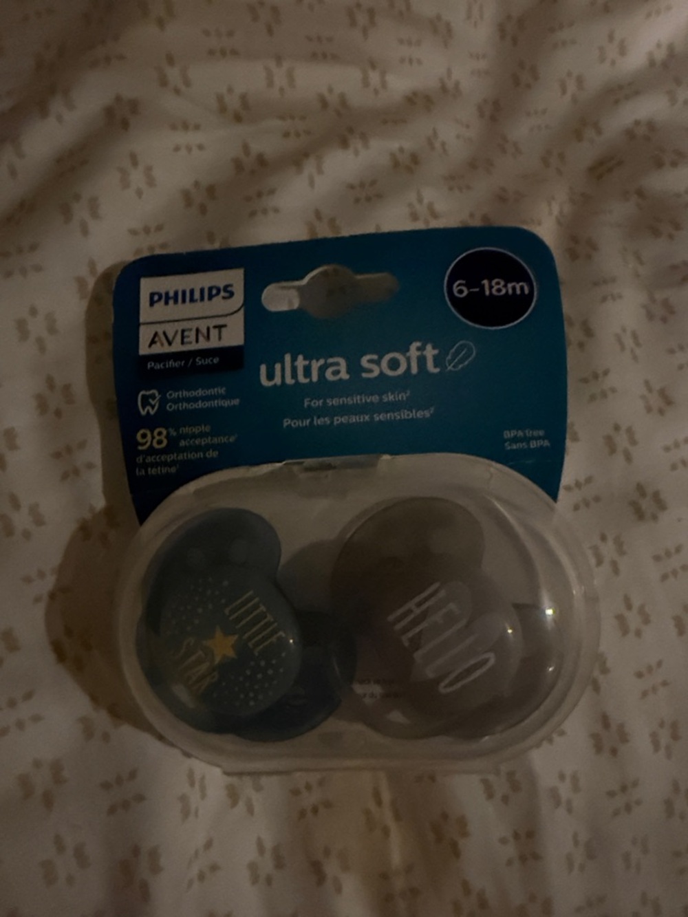 Philips Avent Ultra Soft 6-18m Pacifiers - Blue and Gray (2-Pack)